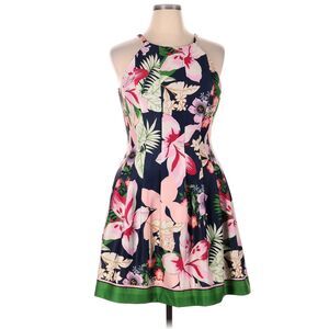 Vince Camuto Halter Dress Women's SZ 6 Blue Floral Party Cocktail Wedding